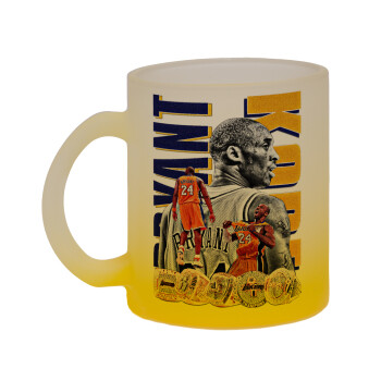 Kobe Bryant, Κούπα γυάλινη δίχρωμη με βάση το κίτρινο ματ, 330ml