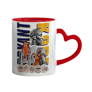 Kobe Bryant, Κούπα καρδιά χερούλι κόκκινη, κεραμική, 330ml