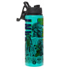 Metallic water bottle with safety lid, 850ml aluminum