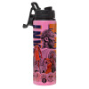 Metallic water bottle with safety lid, 850ml aluminum