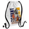 Backpack pouch GYMBAG white, with pocket (40x48cm) & thick cords