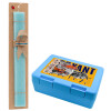 Easter Set, children's snack container BLUE & Easter aromatic flat candle (30cm) (TURQUOISE)