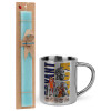 Easter Set, metallic thermal cup (300ml) & aromatic flat Easter candle (30cm) (TURQUOISE)