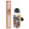 Easter Set, metallic aluminum bottle (500ml) & aromatic flat Easter candle (30cm) (PINK)