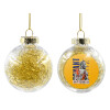 Transparent Christmas tree ball ornament with gold filling 8cm