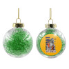 Transparent Christmas tree ball ornament with green filling 8cm
