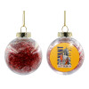 Transparent Christmas tree ball ornament with red filling 8cm