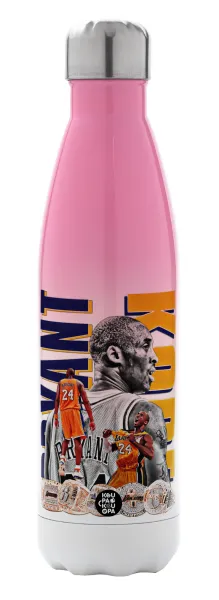 Kobe Bryant — Metal mug thermos Pink/White (Stainless steel), double wall, 500ml