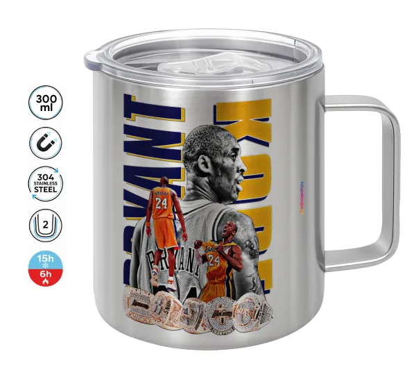 Kobe Bryant — Double-walled stainless steel mug 300ml with temperature-retaining lid