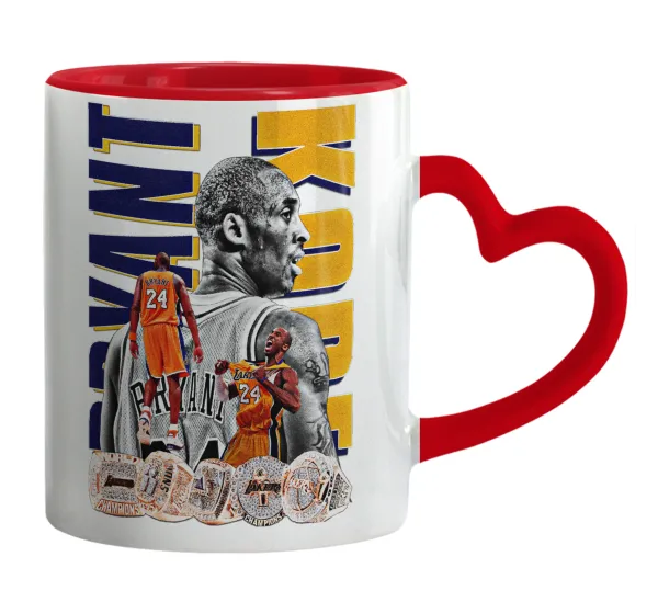 Kobe Bryant — Mug heart red handle, ceramic, 330ml