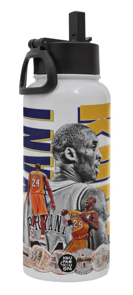 Kobe Bryant — Metal mug thermo White with Straw and Spout Lid (Stainless steel), double wall, 950ml