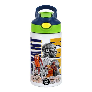 Kobe Bryant, Children's hot water bottle, stainless steel, with safety straw, green, blue (350ml)