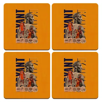 Kobe Bryant, ΣΕΤ x4 Σουβέρ ξύλινα τετράγωνα plywood (9cm)