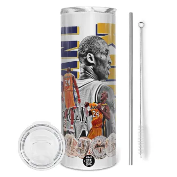 Kobe Bryant, Tumbler stainless steel 600ml, with metal straw & cleaning brush