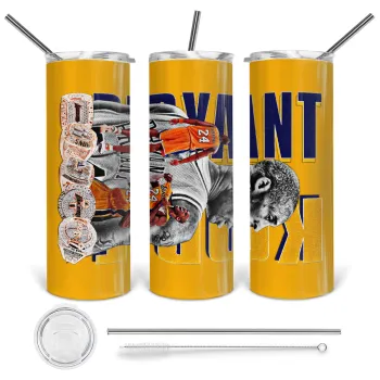 Kobe Bryant, Tumbler ποτήρι θερμό από ανοξείδωτο ατσάλι 600ml, με μεταλλικό καλαμάκι & βούρτσα καθαρισμού