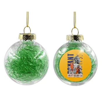 Kobe Bryant, Transparent Christmas tree ball ornament with green filling 8cm