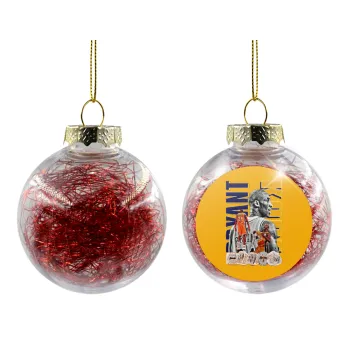 Kobe Bryant, Transparent Christmas tree ball ornament with red filling 8cm