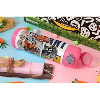 Kobe Bryant, Easter candle, Childrens hot water bottle, stainless steel, with safety straw, PINK (500ml)