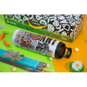 Kobe Bryant, Easter candle,Travel Tumbler 2 Lids, with metal straw & cleaning brush & aromatic flat candle (30cm) (BLUE)