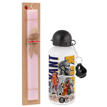 Kobe Bryant, Easter Set, metallic aluminum bottle (500ml) & aromatic flat Easter candle (30cm) (PINK)