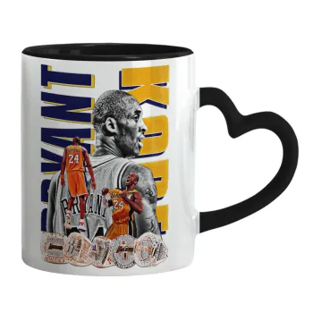 Kobe Bryant, Κούπα καρδιά χερούλι μαύρη, κεραμική, 330ml