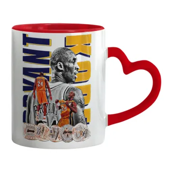 Kobe Bryant, Κούπα καρδιά χερούλι κόκκινη, κεραμική, 330ml