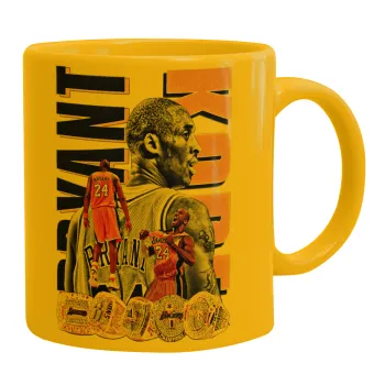 Kobe Bryant, Ceramic coffee mug yellow, 330ml
