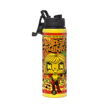 Harley Quinn (Χάρλεϊ Κουίν), Μεταλλικό παγούρι νερού με καπάκι ασφαλείας, αλουμινίου 850ml