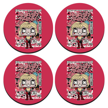 Harley Quinn (Χάρλεϊ Κουίν), ΣΕΤ 4 Σουβέρ ξύλινα στρογγυλά (9cm)