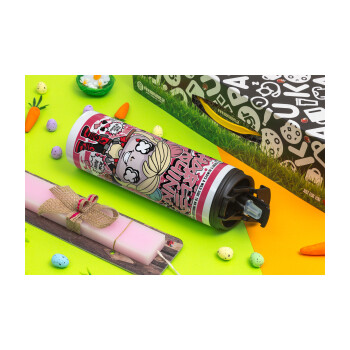 Harley Quinn (Χάρλεϊ Κουίν), Easter candle,Travel Tumbler 2 Lids, with metal straw & cleaning brush & aromatic flat candle (30cm) (PINK)