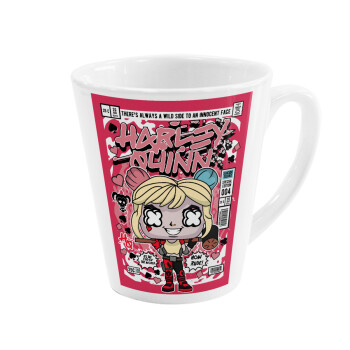 Harley Quinn (Χάρλεϊ Κουίν), Κούπα κωνική Latte Λευκή, κεραμική, 300ml