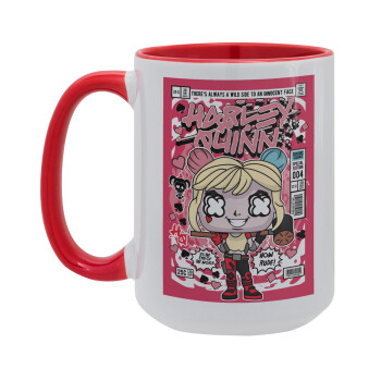 Harley Quinn (Χάρλεϊ Κουίν), Κούπα Mega 15oz, κεραμική Κόκκινη, 450ml