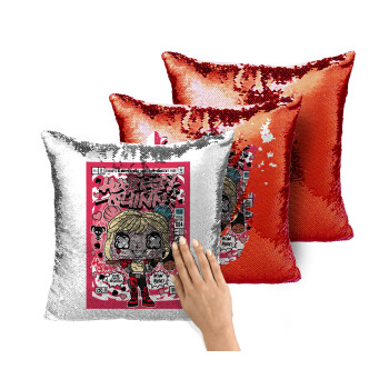 Harley Quinn (Χάρλεϊ Κουίν), Μαξιλάρι καναπέ Μαγικό Κόκκινο με πούλιες 40x40cm περιέχεται το γέμισμα