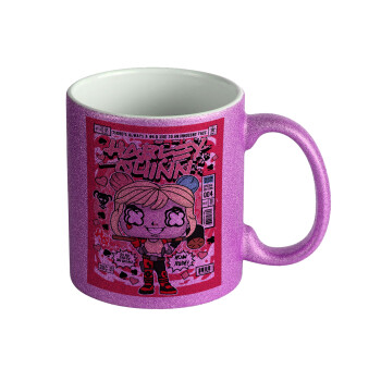 Harley Quinn (Χάρλεϊ Κουίν), Κούπα Μωβ Glitter που γυαλίζει, κεραμική, 330ml