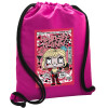 Backpack pouch GYMBAG Fuchsia, with pocket (40x48cm) & thick cords