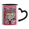 Mug heart black handle, ceramic, 330ml