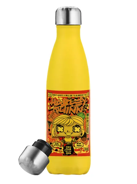 Harley Quinn (Χάρλεϊ Κουίν) — Yellow Stainless Steel Metallic Thermos, double-walled, 500ml