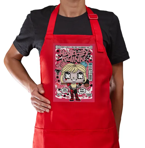 Harley Quinn (Χάρλεϊ Κουίν) — Κόκκινη Ποδιά μαγειρικής με τσέπες (ΕΝΗΛΙΚΩΝ)