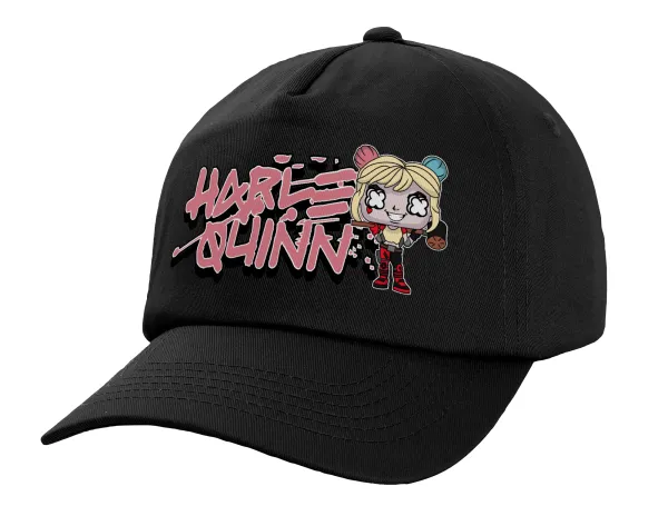 Harley Quinn (Χάρλεϊ Κουίν) — Καπέλο Ενηλίκων Baseball, 100% Βαμβακερό,  Μαύρο (ΒΑΜΒΑΚΕΡΟ, ΕΝΗΛΙΚΩΝ, UNISEX, ONE SIZE)