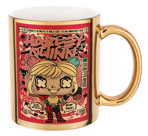 Harley Quinn (Χάρλεϊ Κουίν) — Mug ceramic, gold mirror, 330ml