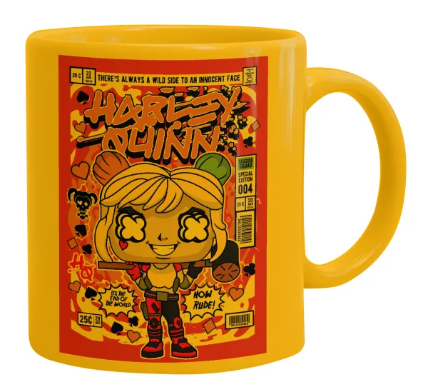 Harley Quinn (Χάρλεϊ Κουίν) — Ceramic coffee mug yellow, 330ml