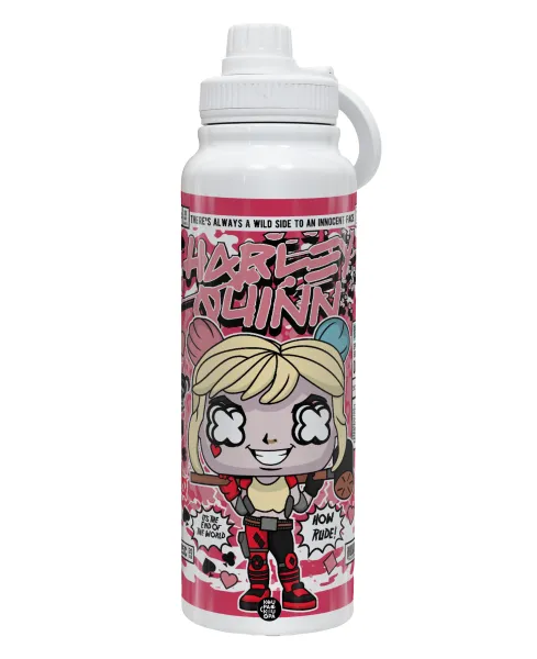 Harley Quinn (Χάρλεϊ Κουίν) — Θερμός 1L Ανοξείδωτο με Βάση Κινητού & Διπλά Τοιχώματα