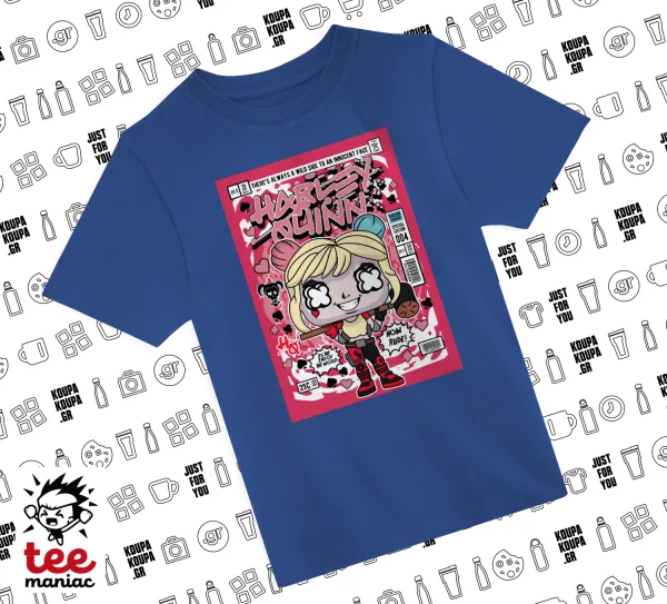 Harley Quinn (Χάρλεϊ Κουίν) — ΜΠΛΕ Παιδικό T-Shirt από 100% βαμβάκι, για κάθε μέρα. Vegan & OEKO-TEX πιστοποιημένο.