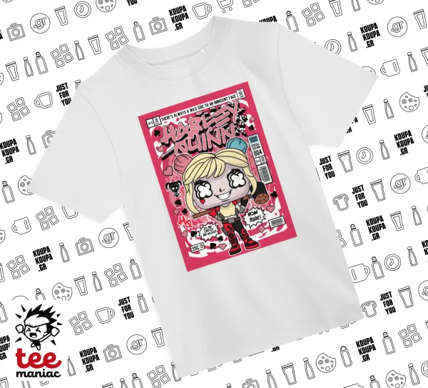 Harley Quinn (Χάρλεϊ Κουίν) — ΛΕΥΚΟ Άνετο παιδικό T-Shirt από 100% βαμβάκι, για κάθε μέρα. Vegan & OEKO-TEX πιστοποιημένο.
