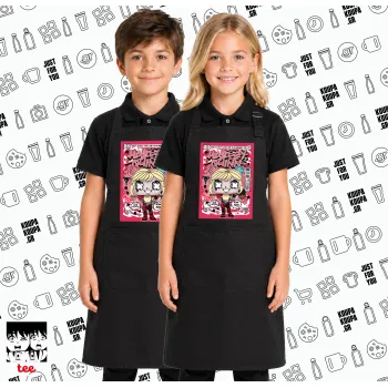 Harley Quinn (Χάρλεϊ Κουίν), Μαύρη ΠΑΙΔΙΚΗ Ποδιά μακριά Σεφ ολόσωμη με τσέπες