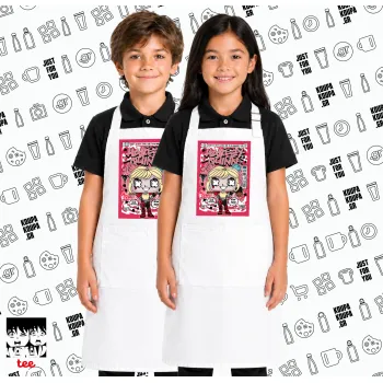 Harley Quinn (Χάρλεϊ Κουίν), Λευκή ΠΑΙΔΙΚΗ Ποδιά μακριά Σεφ ολόσωμη με τσέπες