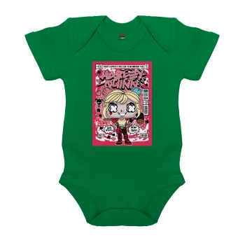 Harley Quinn (Χάρλεϊ Κουίν), Βρεφικό φορμάκι μωρού, ΠΡΑΣΙΝΟ, 100% Organic Cotton, κοντομάνικο