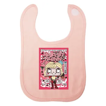 Harley Quinn (Χάρλεϊ Κουίν), Σαλιάρα με Σκρατς ΡΟΖ 100% Organic Cotton (0-18 months)