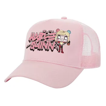 Harley Quinn (Χάρλεϊ Κουίν), Καπέλο Ενηλίκων Structured Trucker, με Δίχτυ, ΡΟΖ (100% ΒΑΜΒΑΚΕΡΟ, ΕΝΗΛΙΚΩΝ, UNISEX, ONE SIZE)