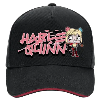 Harley Quinn (Χάρλεϊ Κουίν), DRILL Adult Ultimate Hat BLACK/RED, (100% COTTON, ADULT, UNISEX, ONE SIZE)